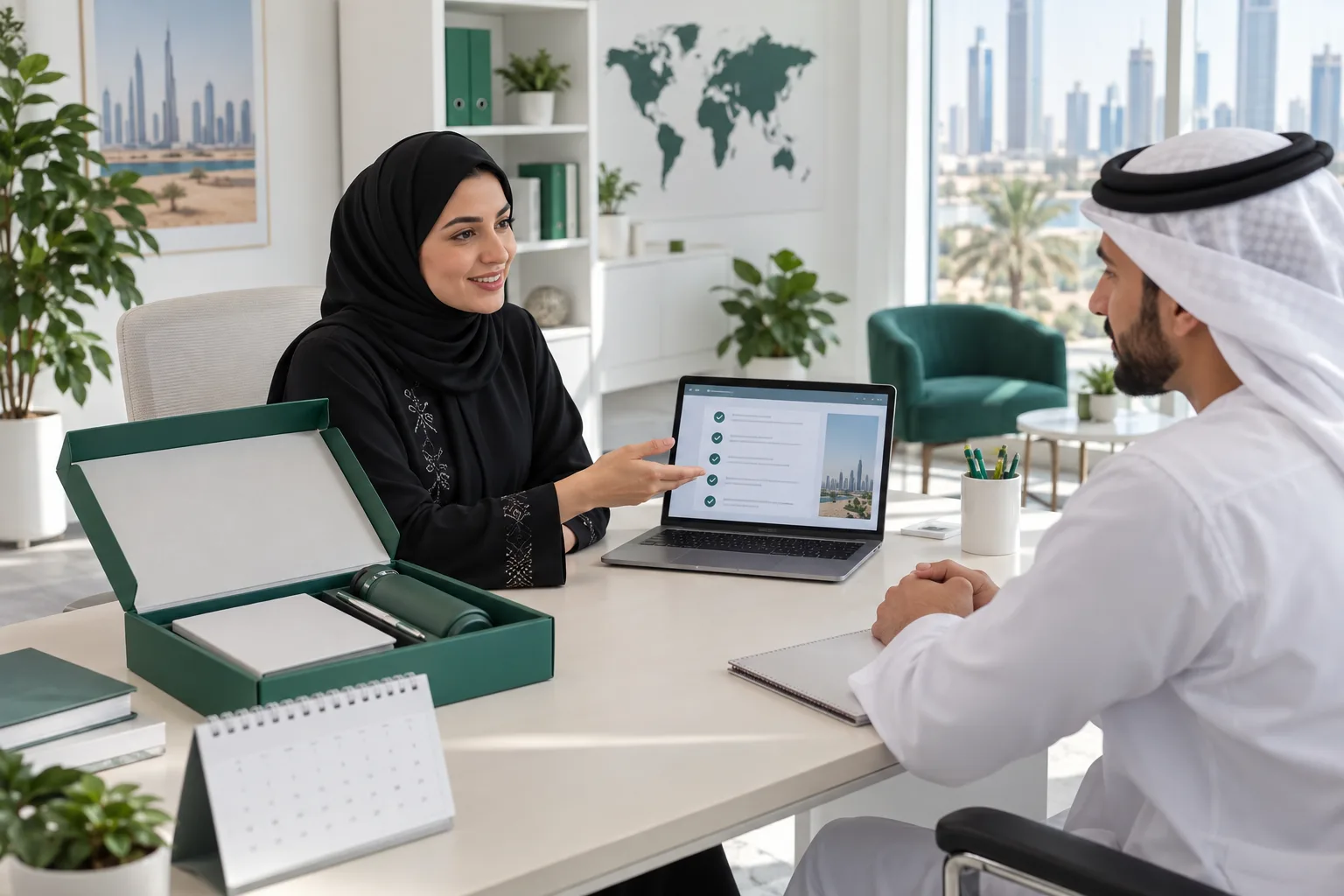 Illustrative HR professional discussing an employee onboarding plan